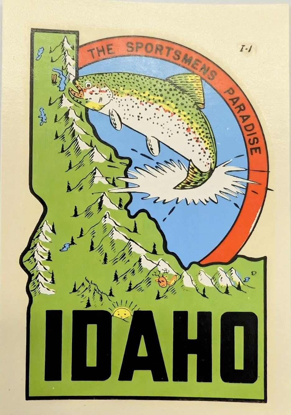 Vintage Idaho Sportsmens Paradise Water Slide Decal Unused